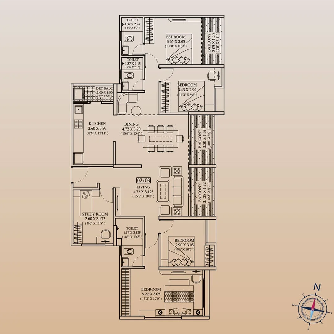 Ceratec West Winds Hinjewadi 4.5BHK Floorplan Image